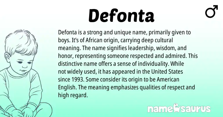 Infographic about Defonta name meaning, Defonta is a name from African origin(s).