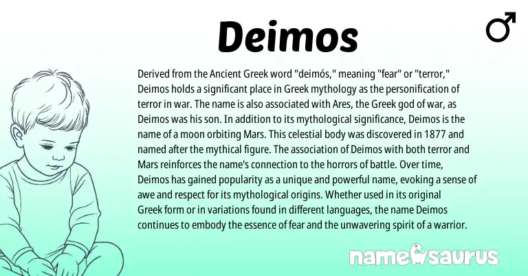 Infographic about Deimos name meaning, Deimos is a name from Ancient Greek, Greek origin(s).