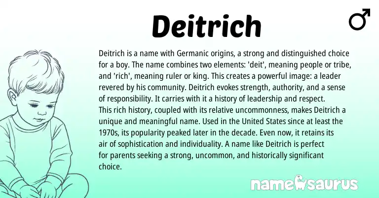 Infographic about Deitrich name meaning, Deitrich is a name from Germanic origin(s).