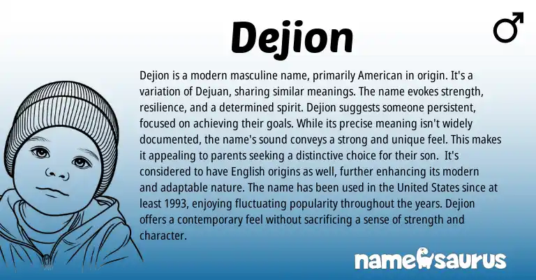 Infographic about Dejion name meaning, Dejion is a name from American origin(s).