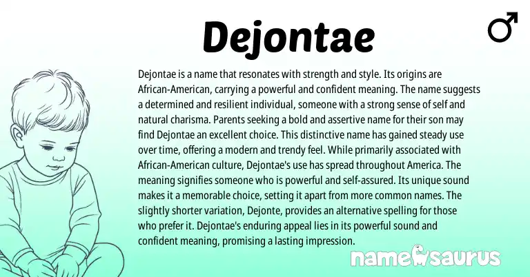 Infographic about Dejontae name meaning, Dejontae is a name from Other origin(s).