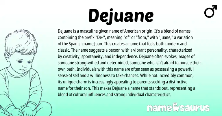 Infographic about Dejuane name meaning, Dejuane is a name from Spanish, American origin(s).