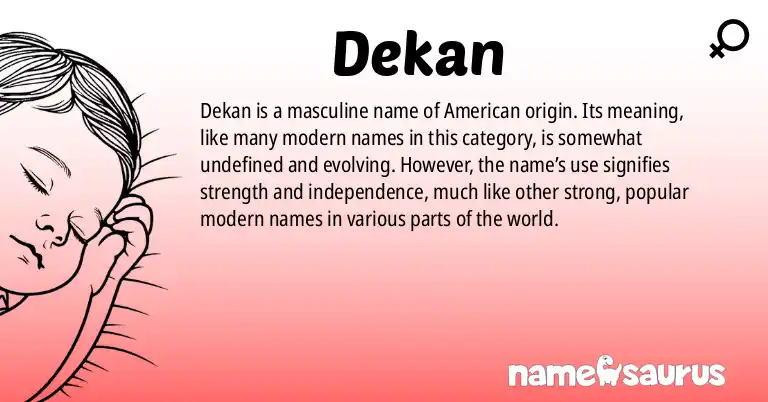 Infographic about Dekan name meaning, Dekan is a name from American origin(s).