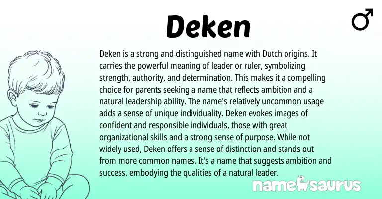 Infographic about Deken name meaning, Deken is a name from Dutch origin(s).