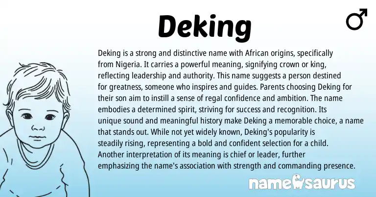 Infographic about Deking name meaning, Deking is a name from African origin(s).