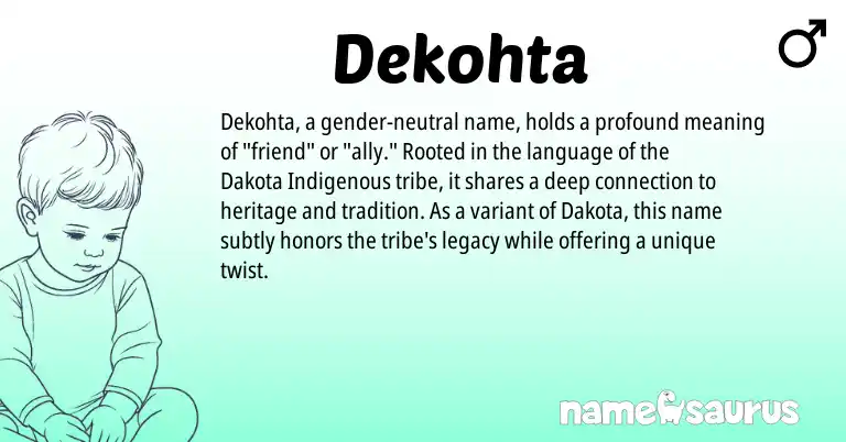 Infographic about Dekohta name meaning, Dekohta is a name from Dakota origin(s).