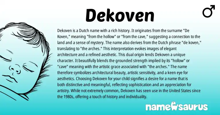 Infographic about Dekoven name meaning, Dekoven is a name from Dutch origin(s).