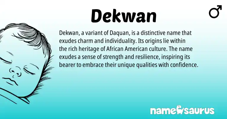 Infographic about Dekwan name meaning, Dekwan is a name from African, American origin(s).