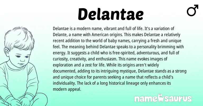 Infographic about Delantae name meaning, Delantae is a name from American origin(s).