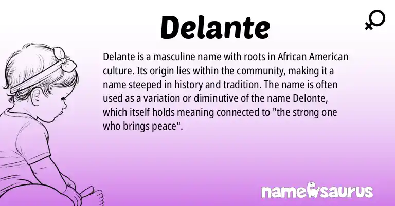 Infographic about Delante name meaning, Delante is a name from African American origin(s).