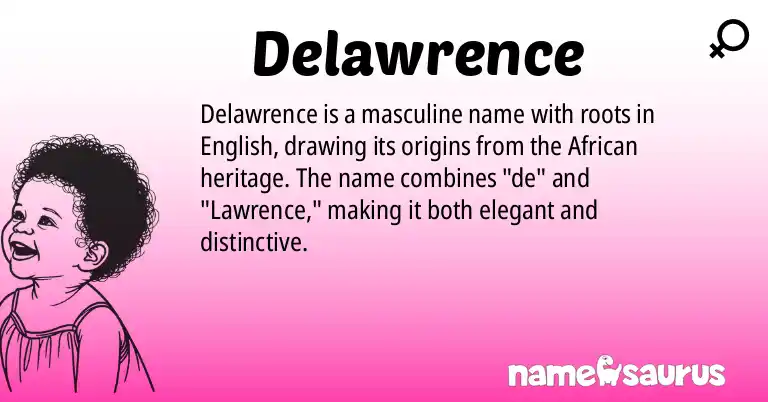 Infographic about Delawrence name meaning, Delawrence is a name from English (African) origin(s).