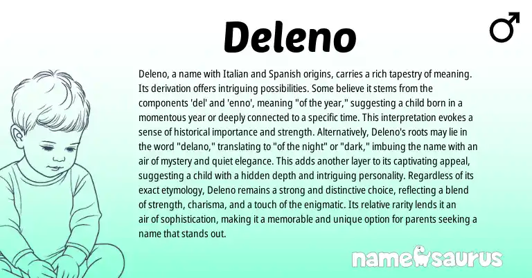 Infographic about Deleno name meaning, Deleno is a name from Italian origin(s).