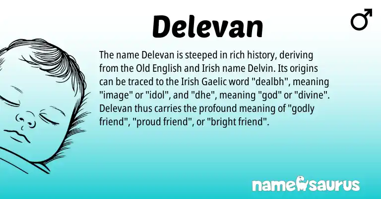 Infographic about Delevan name meaning, Delevan is a name from Irish, Old English, Gaelic origin(s).