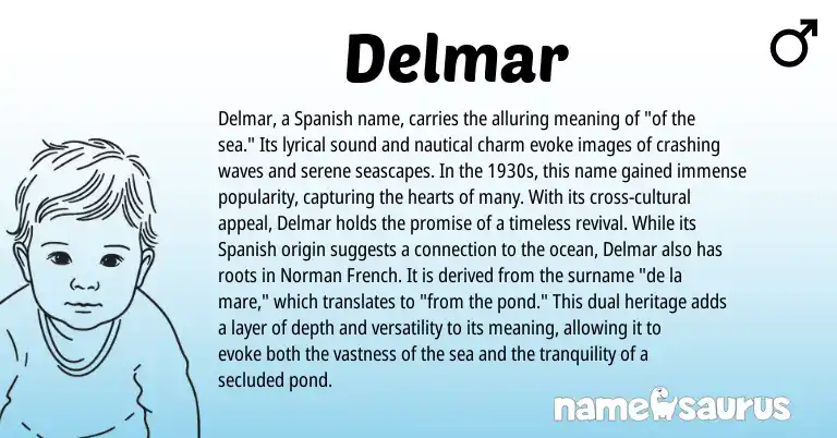 Infographic about Delmar name meaning, Delmar is a name from Spanish, French, Norman origin(s).