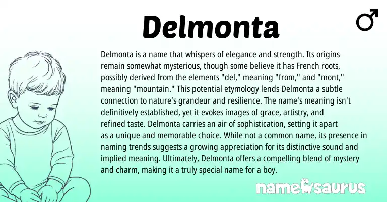 Infographic about Delmonta name meaning, Delmonta is a name from Other origin(s).