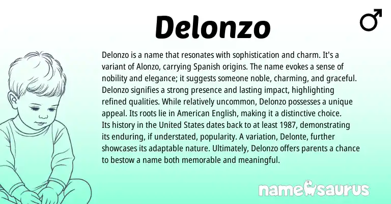 Infographic about Delonzo name meaning, Delonzo is a name from Spanish origin(s).