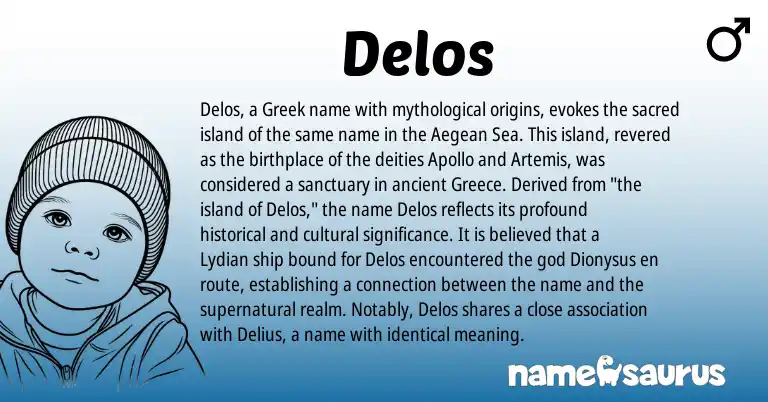 Infographic about Delos name meaning, Delos is a name from Greece, Greek origin(s).