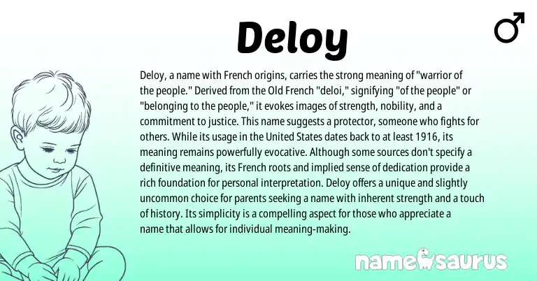 Infographic about Deloy name meaning, Deloy is a name from French origin(s).