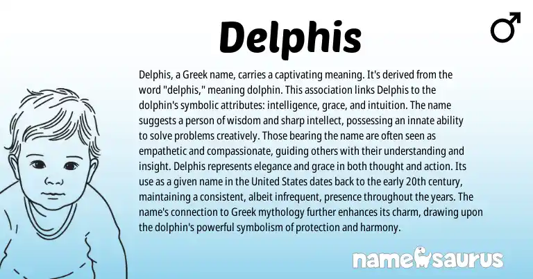 Infographic about Delphis name meaning, Delphis is a name from Greek origin(s).