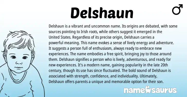 Infographic about Delshaun name meaning, Delshaun is a name from Irish origin(s).