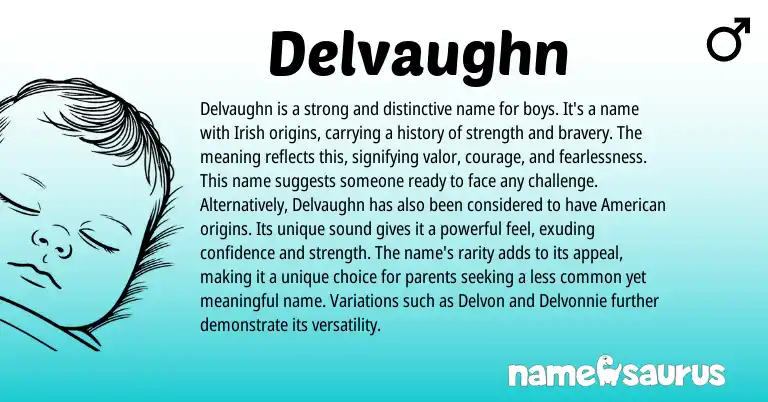 Infographic about Delvaughn name meaning, Delvaughn is a name from Irish origin(s).