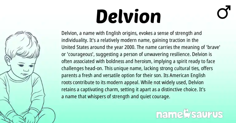 Infographic about Delvion name meaning, Delvion is a name from English origin(s).