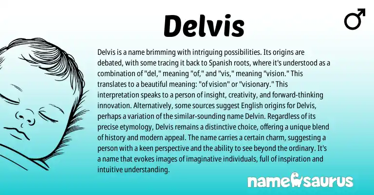 Infographic about Delvis name meaning, Delvis is a name from Spanish origin(s).