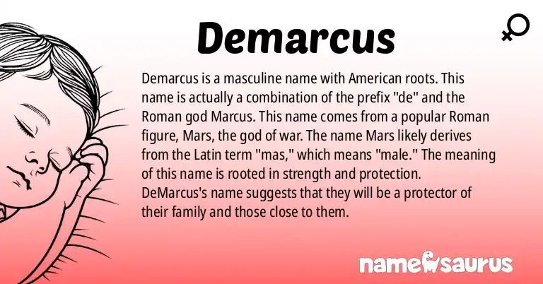 Infographic about DeMarcus name meaning, DeMarcus is a name from Latin, Roman, American origin(s).