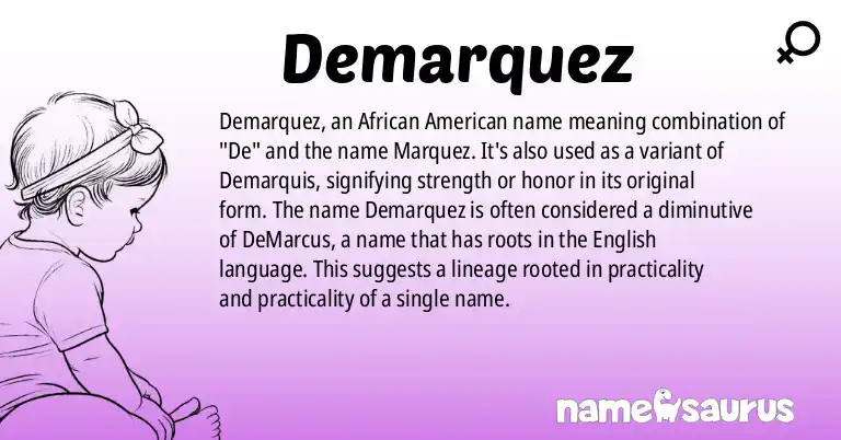 Infographic about Demarquez name meaning, Demarquez is a name from African American origin(s).