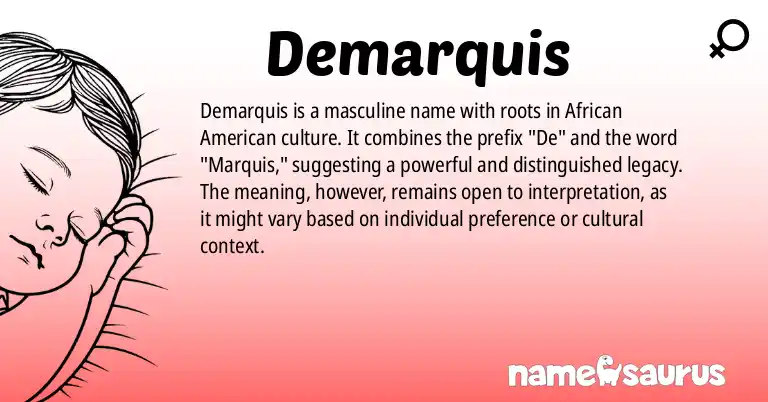 Infographic about Demarquis name meaning, Demarquis is a name from African American origin(s).
