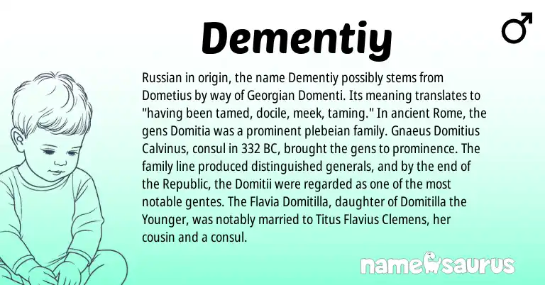 Infographic about Dementiy name meaning, Dementiy is a name from Russian, Georgian origin(s).