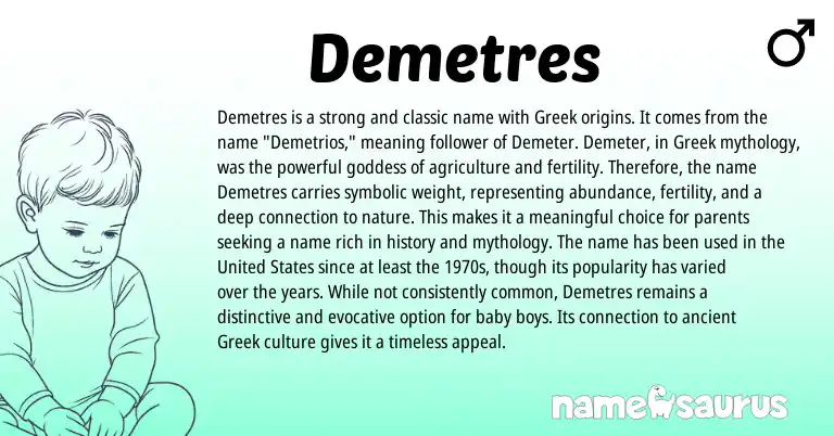 Infographic about Demetres name meaning, Demetres is a name from Greek origin(s).