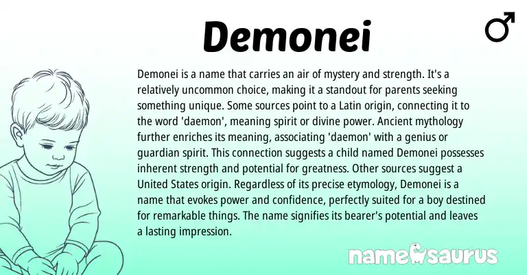 Infographic about Demonei name meaning, Demonei is a name from Latin origin(s).