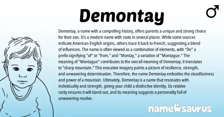 Infographic about Demontay name meaning, Demontay is a name from French, English origin(s).