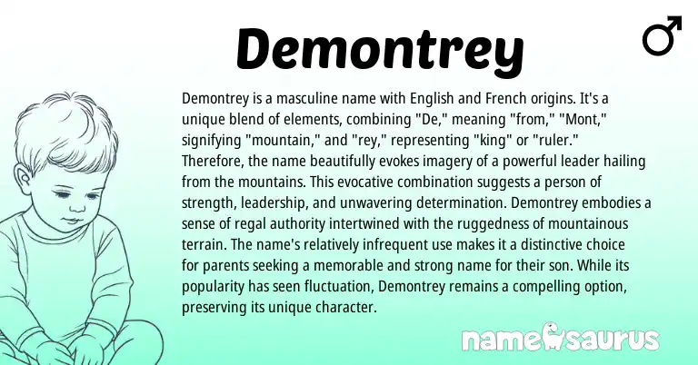 Infographic about Demontrey name meaning, Demontrey is a name from French, English origin(s).