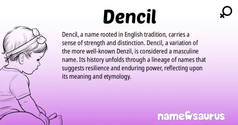 Infographic about Dencil name meaning, Dencil is a name from English origin(s).