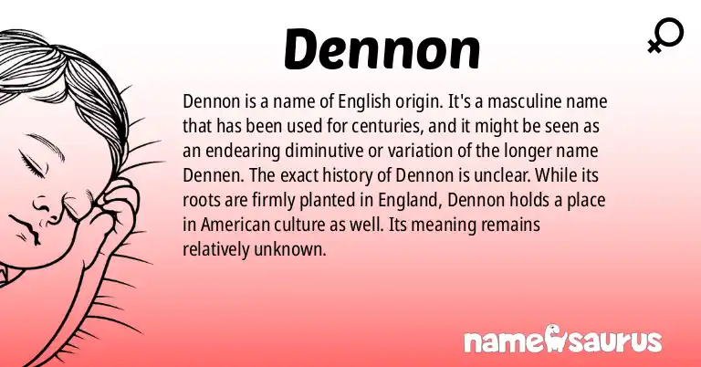 Infographic about Dennon name meaning, Dennon is a name from English origin(s).
