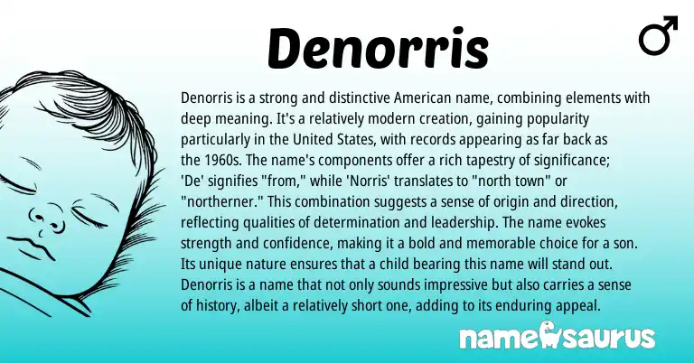 Infographic about Denorris name meaning, Denorris is a name from American origin(s).
