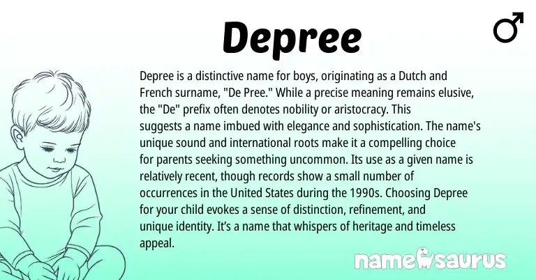 Infographic about Depree name meaning, Depree is a name from French, Dutch origin(s).