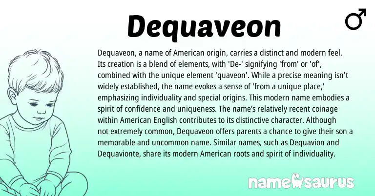 Infographic about Dequaveon name meaning, Dequaveon is a name from American origin(s).