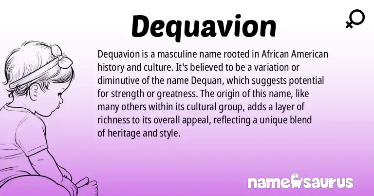 Infographic about Dequavion name meaning, Dequavion is a name from African American origin(s).