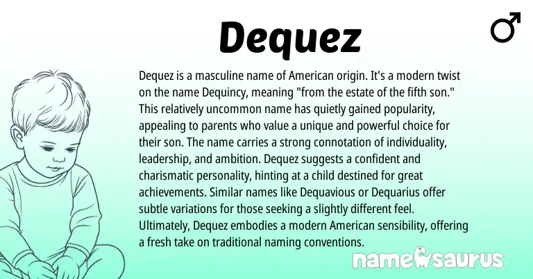 Infographic about Dequez name meaning, Dequez is a name from American origin(s).