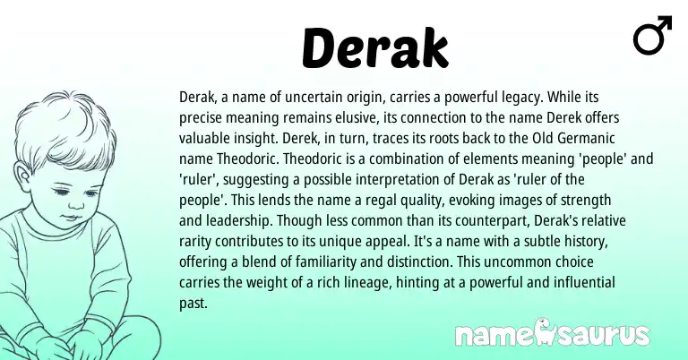 Infographic about Derak name meaning, Derak is a name from Germanic, English origin(s).