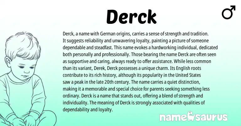 Infographic about Derck name meaning, Derck is a name from Germanic, Dutch origin(s).