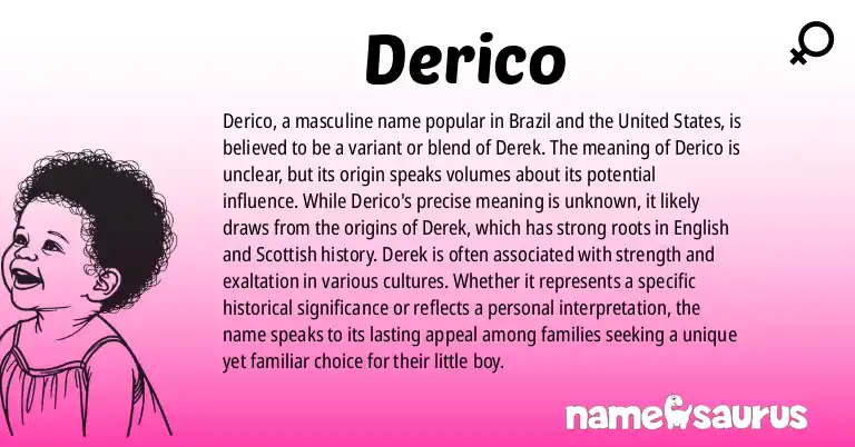 Infographic about Derico name meaning, Derico is a name from Brazilian, American origin(s).