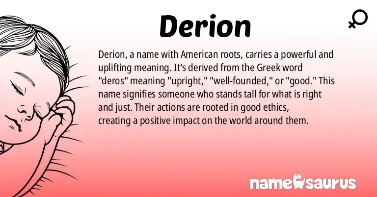 Infographic about Derion name meaning, Derion is a name from American origin(s).