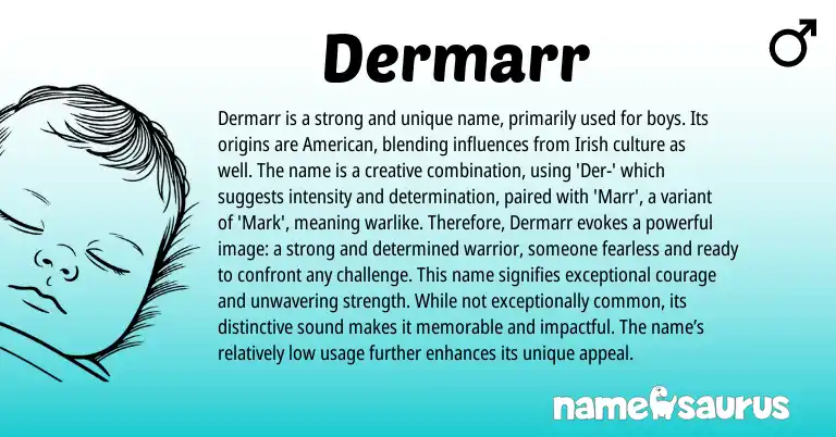 Infographic about Dermarr name meaning, Dermarr is a name from American origin(s).