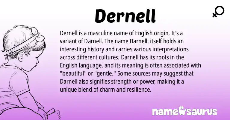 Infographic about Dernell name meaning, Dernell is a name from English origin(s).