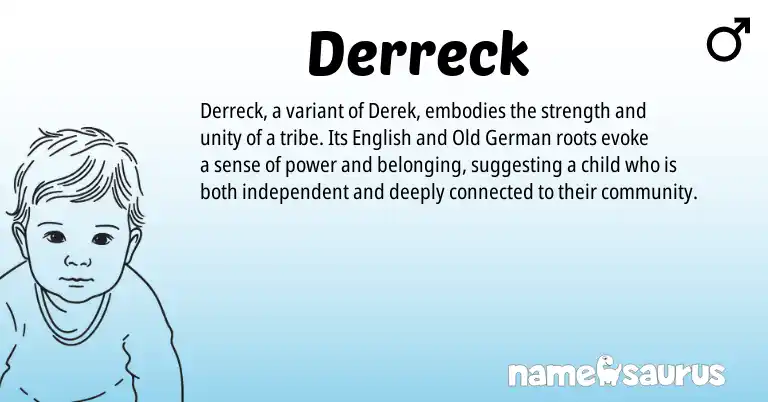 Infographic about Derreck name meaning, Derreck is a name from Old German, English origin(s).