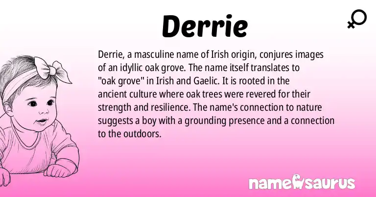 Infographic about Derrie name meaning, Derrie is a name from Irish origin(s).